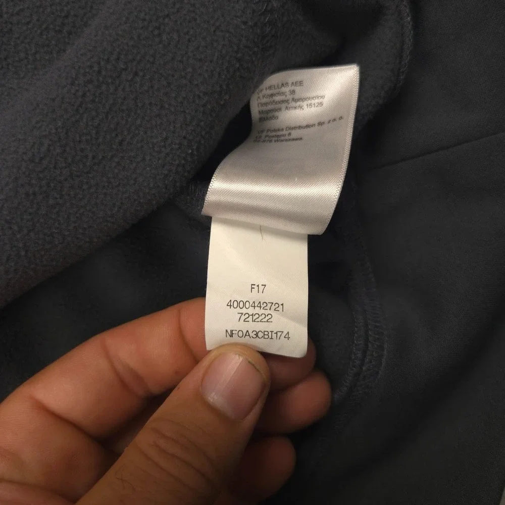 The North Face Mens Medium Hoodie Gray Yellow Logo Pullover Polyester Top
